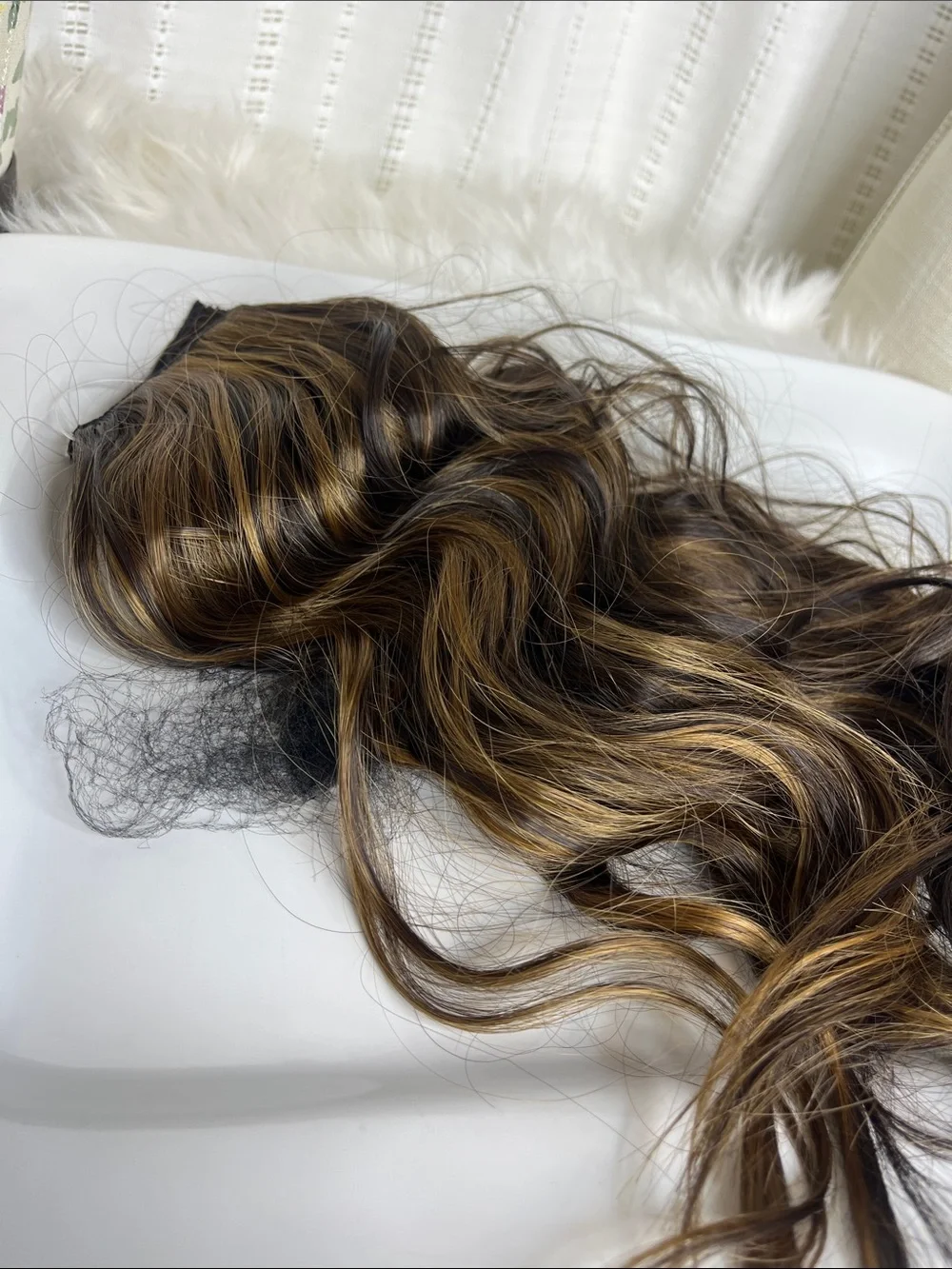 Natural Brown Clip-In Hair Extension with Blonde Highlights
